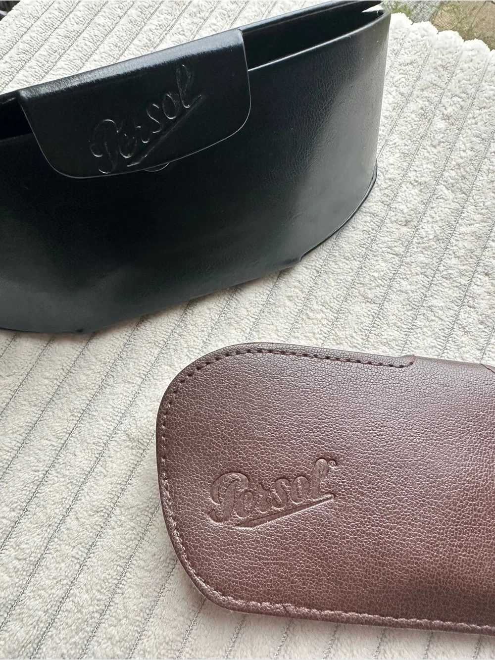 Persol eyeglass/Sunglass cases (set of two) with cleaning cloth